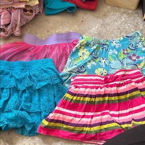 Girls Pink & Multicolor Striped Skort - Comfortable Kids Bottoms.  Set of 4